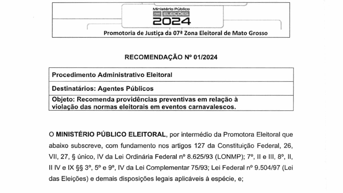 Ministério Público faz recomendações aos  Agentes Públicos